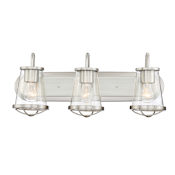 Designers Fountain Darby 3 Light 24" Wide Bathroom Vanity Light with Seedy Glass Shades Satin Platinum