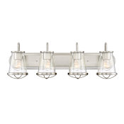 Designers Fountain Darby 4 Light 30" Wide Bathroom Vanity Light with Seedy Glass Shades Satin Platinum