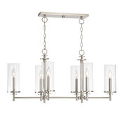 Designers Fountain Harlowe 6 Light 36" Wide Single Tier Shaded Chandelier with Clear Glass Shades Satin Platinum