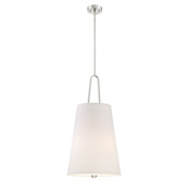 Designers Fountain Studio 15" Wide 3 Light Pendant with Off White Fabric Shade Satin Platinum