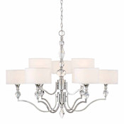 Designers Fountain Evi 9 Light 35" Wide 2 Tier Shaded Chandelier with Crystal Accents Chrome