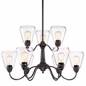 Designers Fountain Foundry 9 Light 31" Wide 2 Tier Shaded Chandelier Satin Bronze