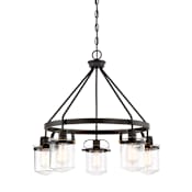 Designers Fountain Jaxon 5 Light 28" Wide Chandelier with Glass Shades Oil Rubbed Bronze