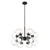 Designers Fountain Meridian 12 Light 24-1/2" Wide Chandelier with Glass Shades Satin Bronze