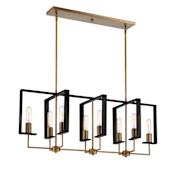 Designers Fountain Chicago PM 8 Light 14" Wide Linear Chandelier Old Satin Brass