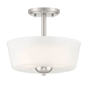 Designers Fountain Malone 2 Light 12" Wide Semi-flush Ceiling Fixture Brushed Nickel