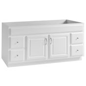 Design House Concord 60" Double Free Standing Wood Vanity Cabinet Only - Less Vanity Top White
