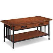 Design House Ironcraft 46" Wide Wood Table Mission Oak / Black