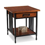Design House Ironcraft 24" Wide Wood Table Mission Oak / Black