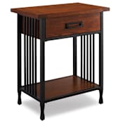 Design House Ironcraft 24" Wide Ash Wood Nightstand Mission Oak / Black