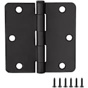 Design House 3-1/2" x 3-1/2" Butt 1/4" Radius Corner Surface Mount Door Hinge - Pack of 10 Matte Black