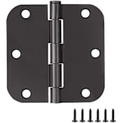 Design House 3-1/2" x 3-1/2" Butt 5/8" Radius Corner Surface Mount Door Hinge - Pack of 3 Matte Black