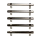 Design House Emery 3-3/4 Inch Center to Center Bar Cabinet Pull - Pack of 5 Satin Nickel