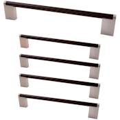 Design House Stone Ridge 5 Inch Center to Center Handle Cabinet Pull - Pack of 5 Matte Black / Satin Nickel