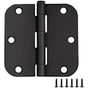 Design House 3-1/2" x 3-1/2" Plain Bearing 5/8" Radius Corner Surface Mount Door Hinge - Pack of 12 Matte Black