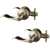 Design House Stratford Privacy Door Lever Set with Round Rose - Pack of 2 Satin Nickel