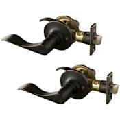 Design House Stratford Passage Door Lever Set with Round Rose - Pack of 2 Oil Rubbed Bronze