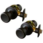 Design House Terrace Passage Door Knob Set with Round Rose - Pack of 2 Oil Rubbed Bronze