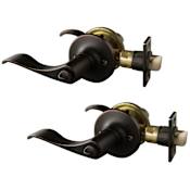 Design House Stratford Privacy Door Lever Set with Round Rose - Pack of 2 Oil Rubbed Bronze