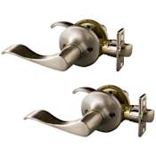 Design House Stratford Passage Door Lever Set with Round Rose - Pack of 2 Satin Nickel