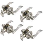 Design House Springdale Privacy Door Lever Set with Round Rose - Pack of 4 Satin Nickel