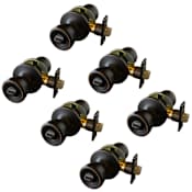 Design House Terrace Privacy Door Knob Set with Round Rose - Pack of 6 Oil Rubbed Bronze