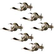 Design House Stratford Privacy Door Lever Set with Round Rose - Pack of 6 Satin Nickel