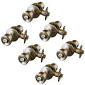 Design House Terrace Privacy Door Knob Set with Round Rose - Pack of 6 Satin Nickel