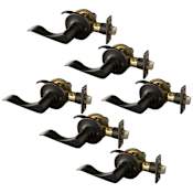 Design House Stratford Passage Door Lever Set with Round Rose - Pack of 6 Oil Rubbed Bronze