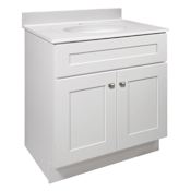 Design House Brookings 32" Free Standing Single Basin Vanity Set with Cabinet and Cultured Marble Vanity Top - Single Faucet Hole White