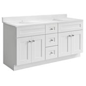 Design House Brookings 60" Free Standing Double Basin Vanity Set with Cabinet and Cultured Marble Vanity Top White