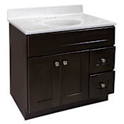 Design House Brookings 36" Free Standing Single Basin Vanity Set with Cabinet and Cultured Marble Vanity Top Espresso