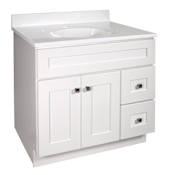 Design House Brookings 36" Free Standing Single Basin Vanity Set with Cabinet and Cultured Marble Vanity Top White