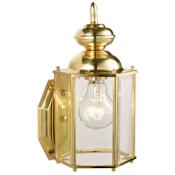 Design House Augusta 10" Tall Outdoor Solid Brass Wall Sconce with Clear Glass Shade Polished Brass