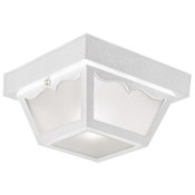 Design House 2 Light 11" Wide Flush Mount Square Outdoor Ceiling Fixture with Frosted Glass Shade White