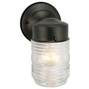 Design House Jelly Jar 8" Tall Outdoor Wall Sconce with Fluted Glass Black