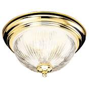 Design House Millbridge 2 Light 13" Wide Flush Mount Ceiling Fixture with Ribbed Glass Shade Polished Brass