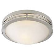 Design House Alabaster 2 Light 14" Wide Flush Mount Ceiling Fixture Satin Nickel