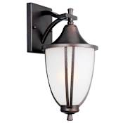 Design House Ironwood 14" Tall Outdoor Wall Sconce with Frosted Glass Shade Brushed Bronze