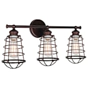 Design House Ajax 3 Light 26" Wide Vanity Light with Metal Guard Textured Coffee Bronze