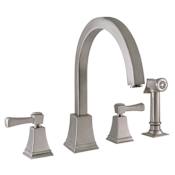 Design House Torino 1.8 GPM Widespread Kitchen Faucet with Metal Lever Handles and Sidespray Satin Nickel