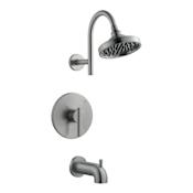 Design House Single Handle Tub And Shower Pressure Balanced with Single Function Shower Head & Valve Satin Nickel