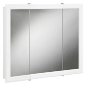 Design House Concord 30" Framed Triple Door Mirrored Medicine Cabinet White