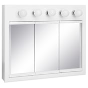 Design House Concord 36" Framed Triple Door Mirrored Medicine Cabinet with 5 Lights White
