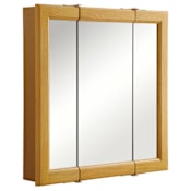 Design House Claremont 24" Wall Mounted Triple Door Framed Medicine Cabinet with Mirror Honey Oak