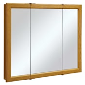 Design House Claremont 36" Wall Mounted Triple Door Framed Medicine Cabinet with Mirror Honey Oak