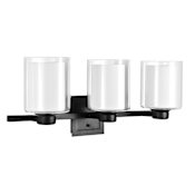 Design House Oslo 3 Light 10" Tall Wall Sconce with Clear Glass and Frosted Glass Shades Matte Black