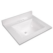 Design House Camilla I 25" Cultured Marble Drop-In Vanity Top with Integrated Sink and 3 Faucet Holes Solid White