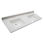 Design House Camilla I 61" Cultured Marble Vanity Top with Integrated Sinks and Backsplash Solid White
