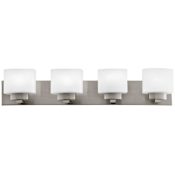 Design House Dove Creek 4 Light 32" Wide Vanity Light with Frosted Glass Shades Satin Nickel
